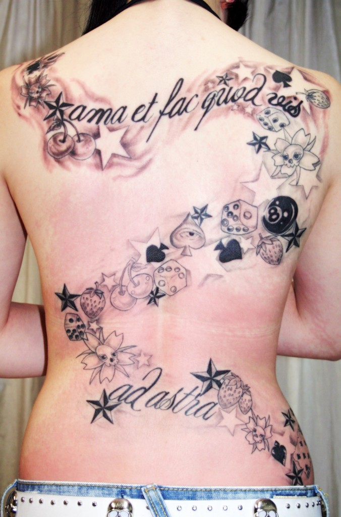 Beautiful Back Tattoo Design For Female