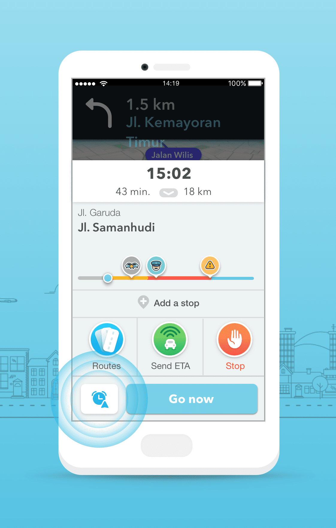 Waze Planned Drives ETA Panel Screen on iOS English Malaysia