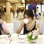 Guests enjoying a pampering tea session at Crabtree Evelyn Pop up Cafe launch at One Utama