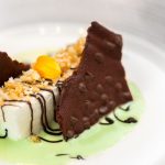 Chocolate and Mint Floating Island with Caramelised Crispy Rice