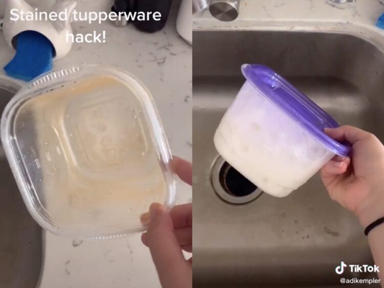 TikTok user Adi Kempler showed just how easy it is to clean your stained containers. (TikTok)