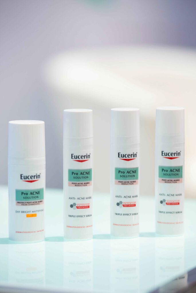 9 The newly launched product Eucerin ProACNE Solution Triple Effect Serum is priced at RM115 40ml and is available at major pharmacies nationwide. It has enhanced efficacy when used together with th 1