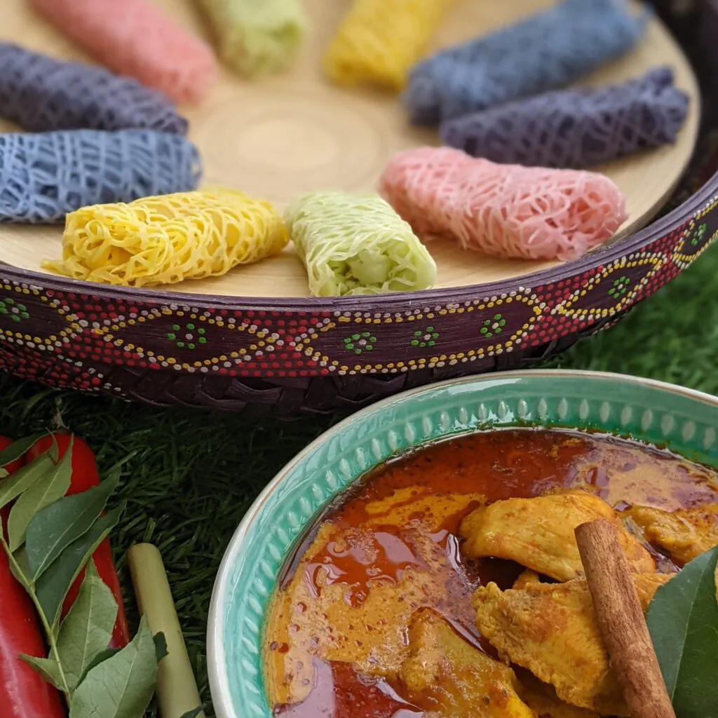 Rainbow Roti Jala with Curry 1